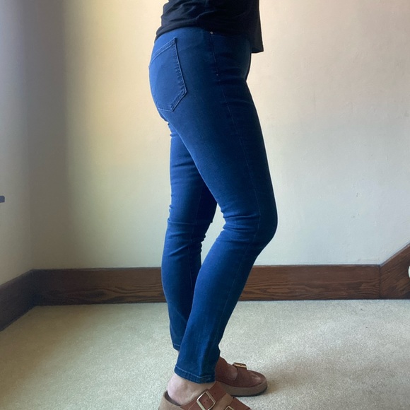 Ann Taylor factory dark blue denim high waisted band waist jeans women’s size 8 - Picture 4 of 8